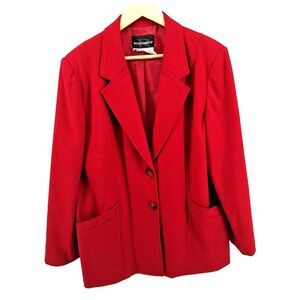 Requirements Red Wool Blazer Womens Sz 14‎ Careercore Professional Sophisticated
